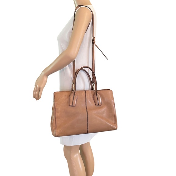 TOD'S D Bag with strap Taupe Brown Satchel Hand Bag Convertible - Picture 3 of 15